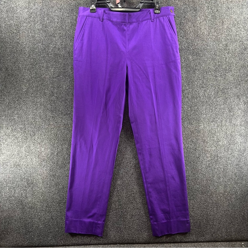 Lauren Ralph Lauren Classic Ankle Trousers/Pants Womens 8 Purple Side Zip NWT‎